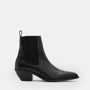 AllSaints Black Leather Western Chelsea Boots